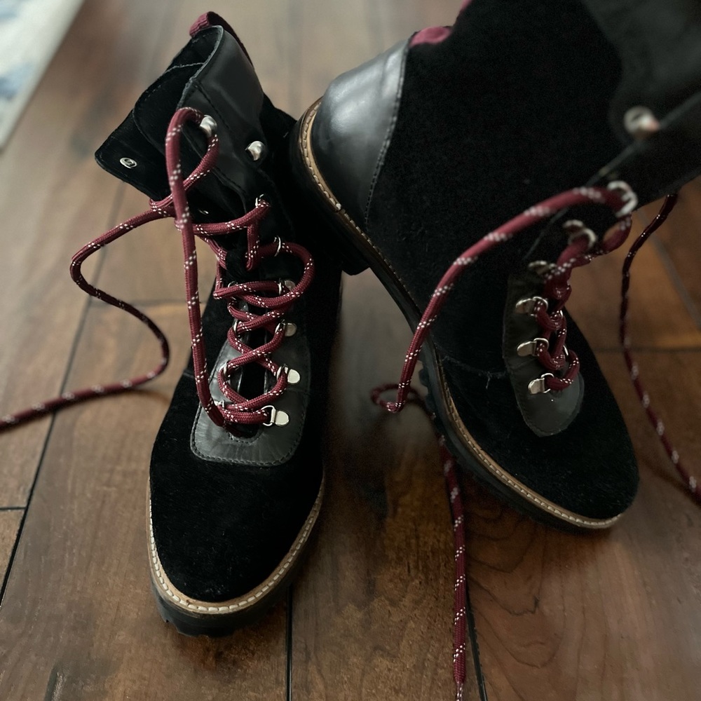 Black Suede Lace Up Boots